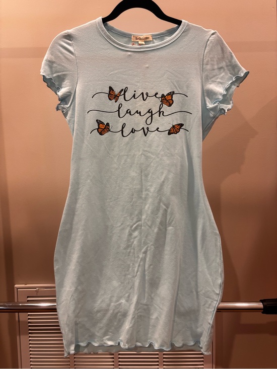 Rolla Coster Dresses & Skirts - Rolla Coster Light Blue Tee Dress with Orange Butterfly Graphic